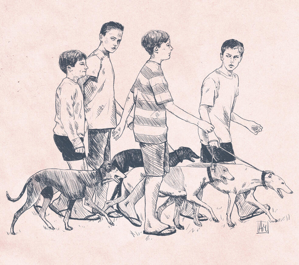 "Meninos de Colônia". Ilustração digital, inspirada nas cenas da vida campestre em Colônia - Uruguai, 2022.