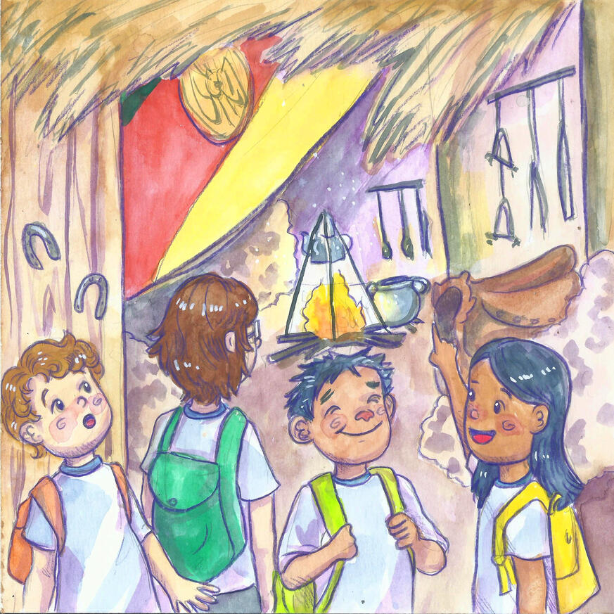 "Acampamento Farroupilha". Ilustração em aquarela, feita para o livro "Galerinha da Escola: A Guerra Farroupilha" de Vania Priamo, lançado pela Editora Oikos, 2025.