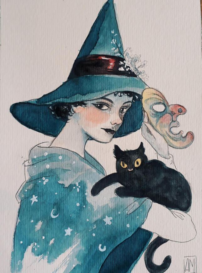 "Sabrina". Ilustração em aquarela, presenteado à amigos, 2019.